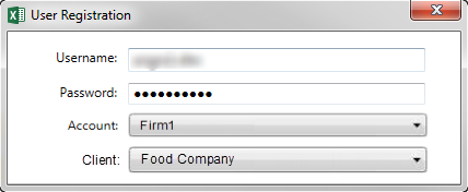 Screen capture showing an example of Client selection during registration.